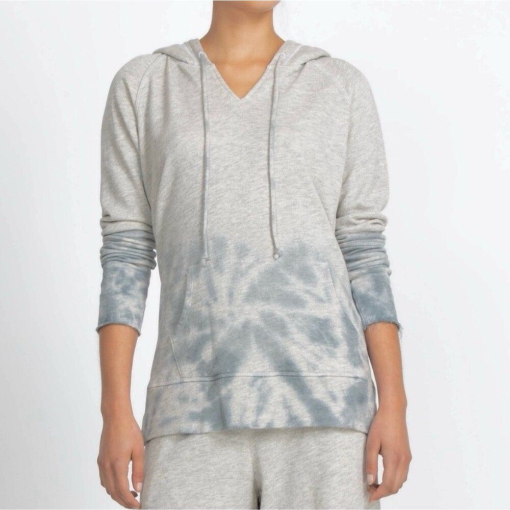 Johnny Was Calme Mira Sweatshirt Hoodie Grey Tie Dye Swirl Drawstring Pockets XS - Picture 14 of 14